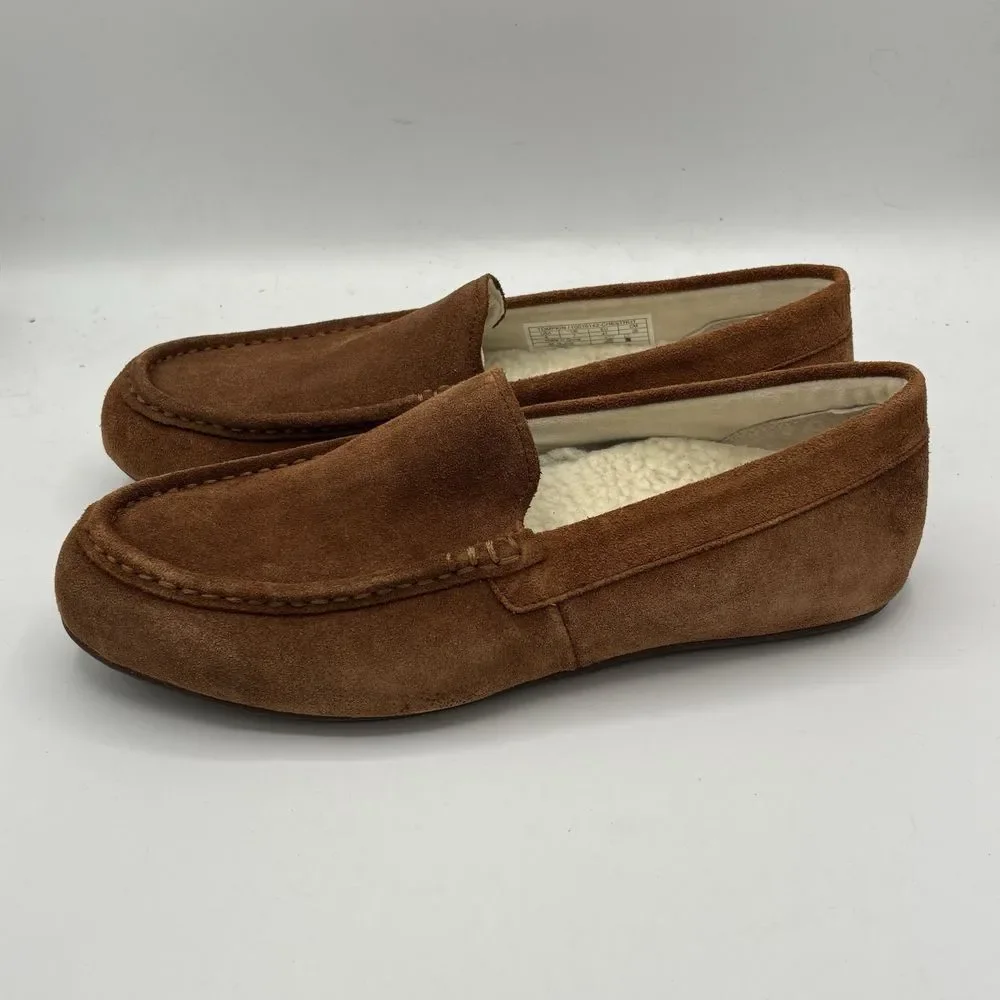 Vionic‎ Tompkin Suede Driving Loafer Shoe Slipper Men's 8 Brown Sherpa Insole